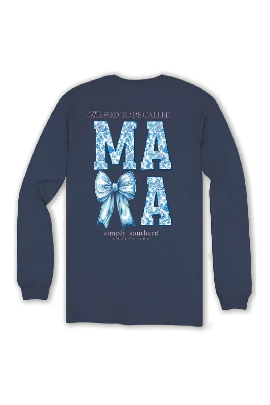 Simply Southern Plus Size Long Sleeve Blessed Mama T-Shirt for Women in Mirage | EXT-LS-BLSMAMA-MIRAGE Unique Women's Upcycled Simply Southern Plus Size Long Sleeve Blessed Mama T-Shirt for Women in Mirage | EXT-LS-BLSMAMA-MIRAGE Unique Women's Upcycled