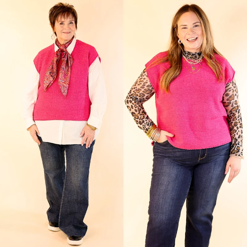 Forever Favorite Oversized Crew Neck Sweater Vest in Hot Pink Hip Women's Urban
