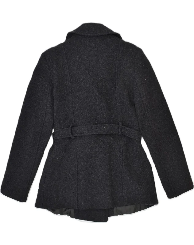 TERRANOVA Womens Belted Pea Coat IT 44 Medium Grey Wool Cozy Women's Winter