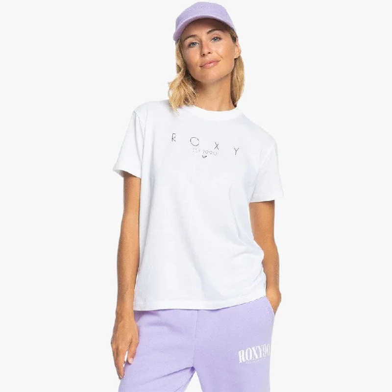 Roxy Womens Ocean Road A Short Sleeve Tee Bright White Earthy Women's Hemp - based