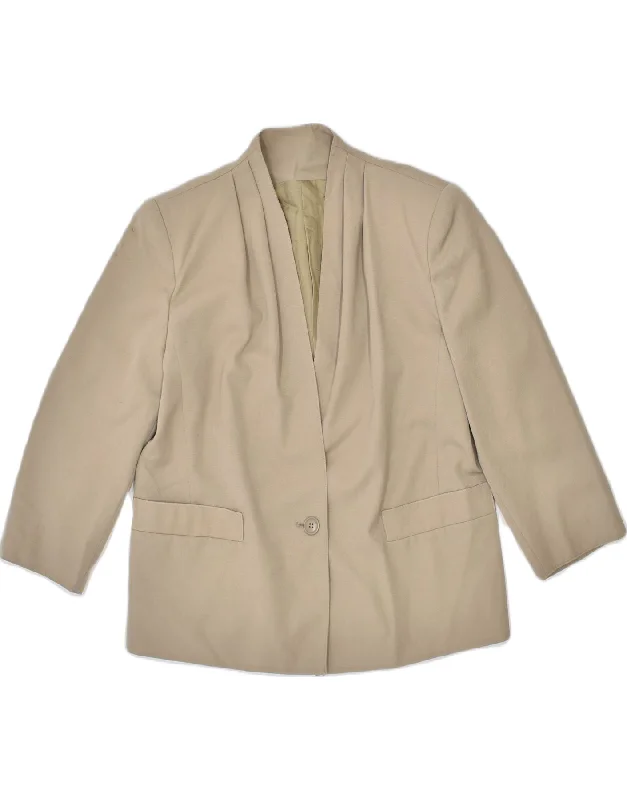 PERSONA Womens 1 Button Blazer Jacket UK 18 XL Khaki performance