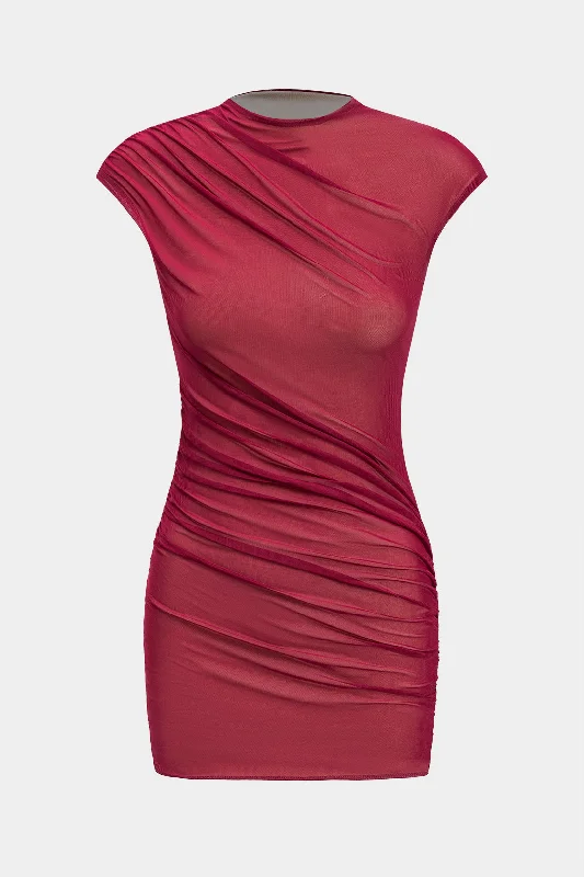 Ruched Short Sleeve Mini Dress Adventure