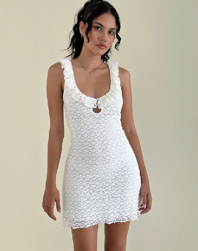 Elliana Mini Dress in Krisan Lace White Artistic Women's Avant - 