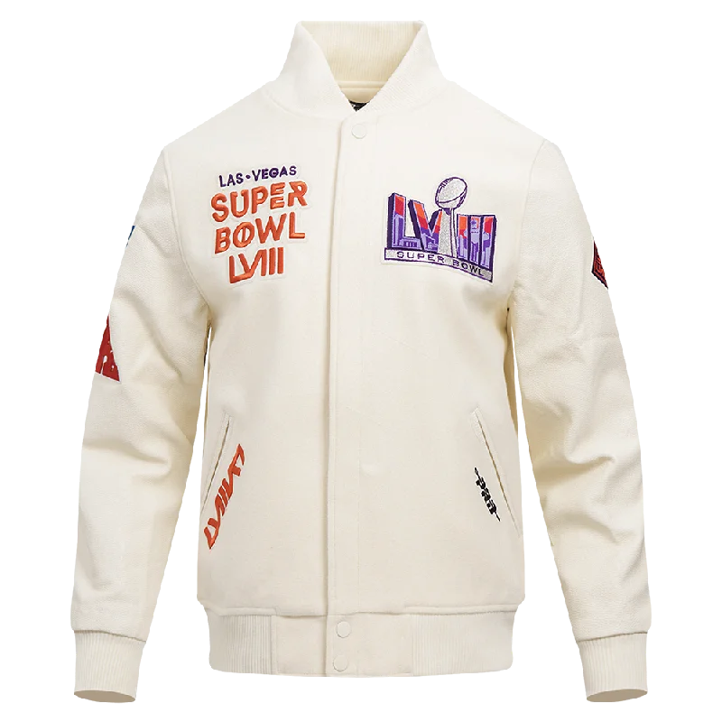 NFL NFL SUPERBOWL LVIII WOOL MEN'S VARSITY JACKET (EGGSHELL)