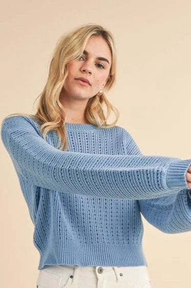 Selena Balloon Sleeve Sweater Monochromatic Office Style