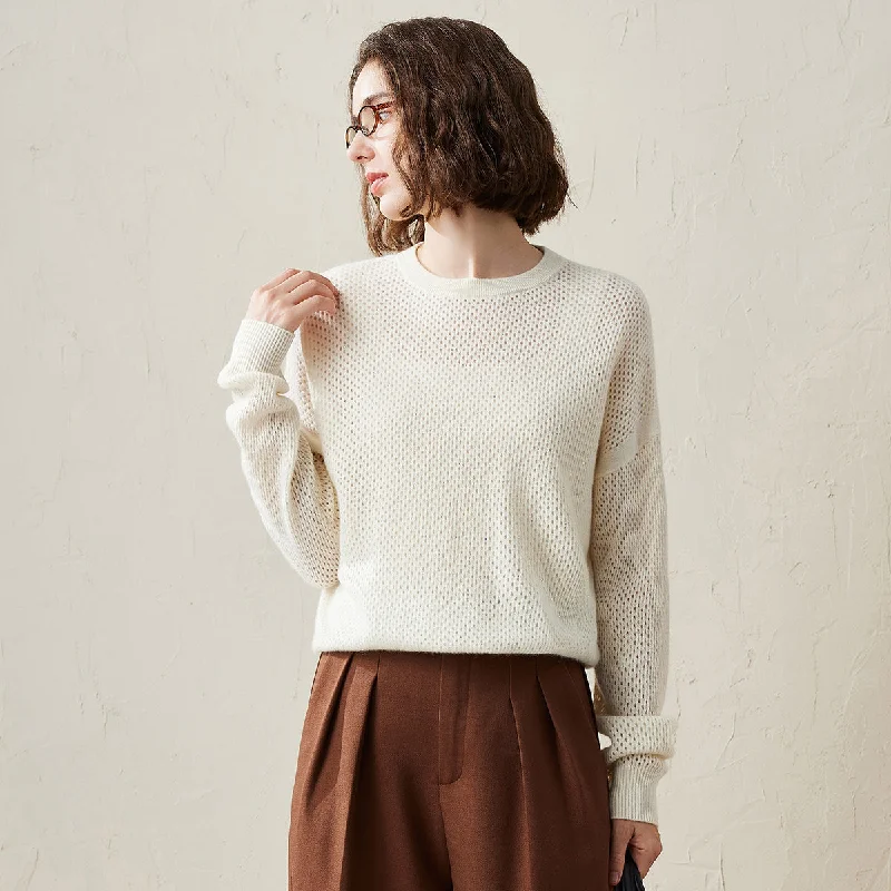 100% Cashmere Breathable Mesh Sweater Refined Women's 
