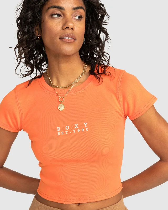 Womens Roxy All Day Short Sleeve Cropped T-Shirt Confident Women's Power