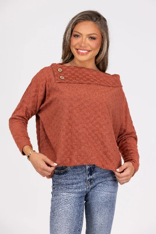 Button Buck Women's Asymmetric Neckline Sweater