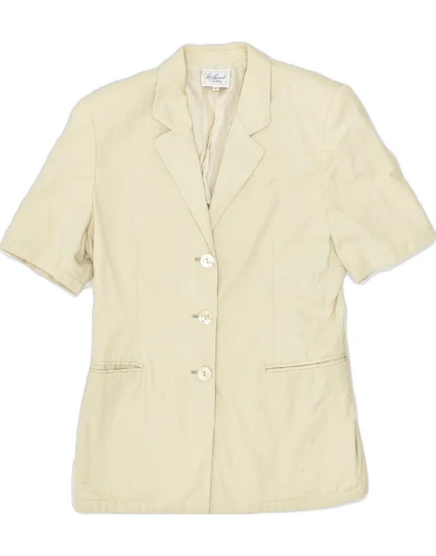 LUISA SPAGNOLI Womens 3 Button Blazer Jacket IT 46 Large Beige Cotton Dapper Women's Bow - adorned