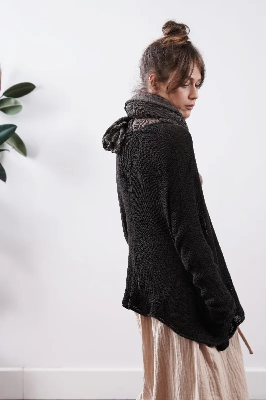 Beka loose cardigan with pockets in Charcoal Dark Brown Monochromatic All - in - one