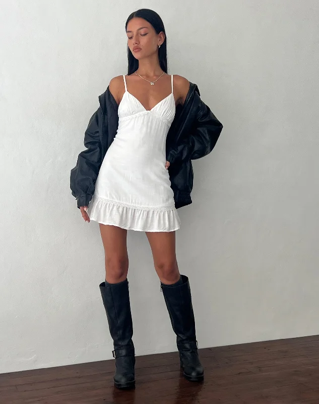 Tavita Frill Mini Dress in White Country