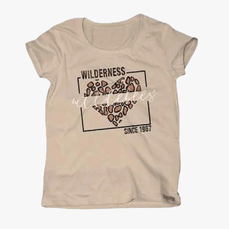 Wildebees Womens Heart Tp Short Sleeve Tee Parchment Refined Women's 