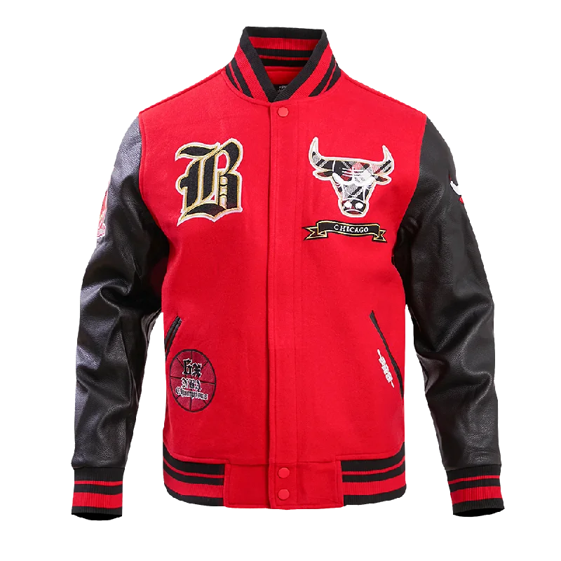 NBA CHICAGO BULLS PRO PREP WOOL MEN'S VARSITY JACKET (RED/BLACK)