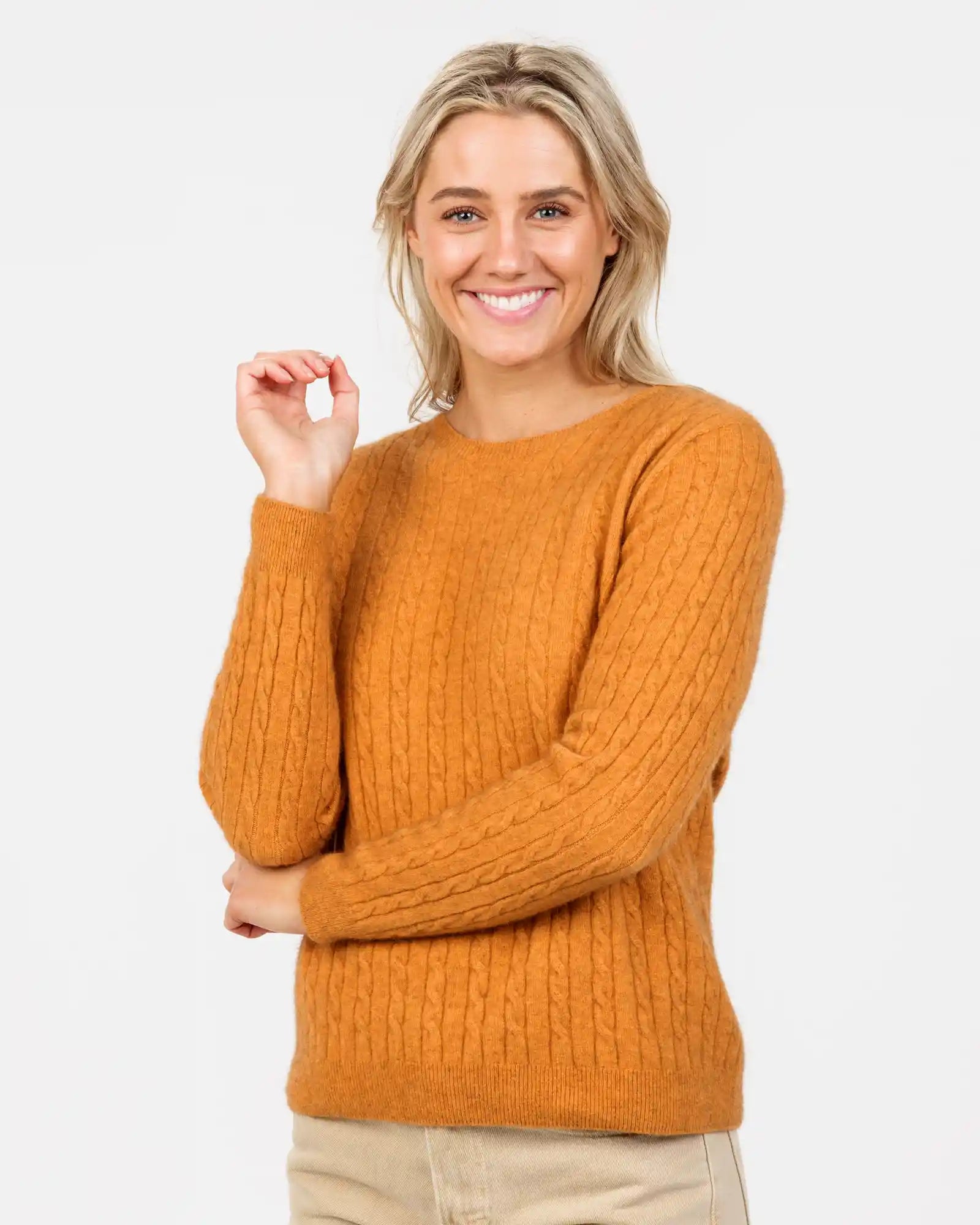 Ginger Women's Cable Crew Neck Sweater - NB885 Streetwear Style for 