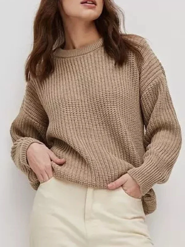 Round Neck Long Sleeve Sweater Dapper Women's 1920S