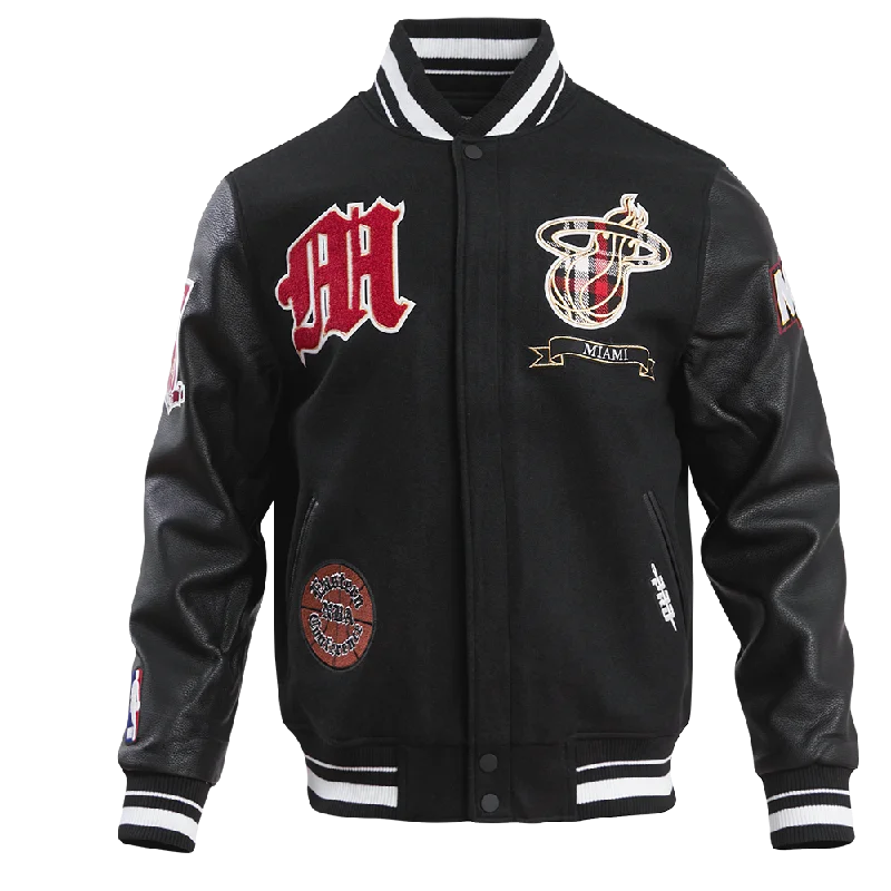 NBA MIAMI HEAT PRO PREP WOOL MEN'S VARSITY JACKET (BLACK)