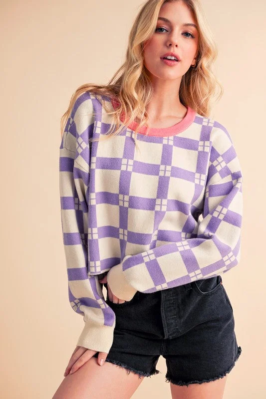 Pamela Plaid Sweater Contemporary 