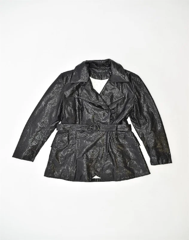 VITTORIO FORTI Womens Pea Coat UK 14 Medium Black Polyamide Hip Women's Retro