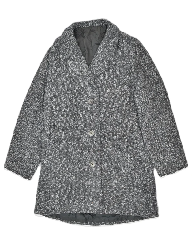 VINTAGE Womens Overcoat UK 16 Large Blue Dynamic Women's Moto