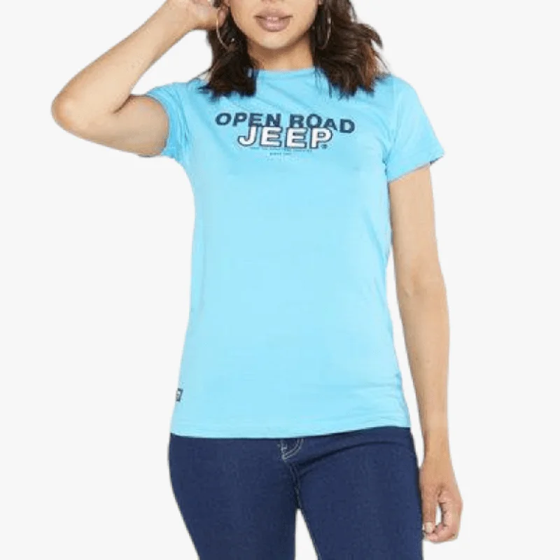 Jeep Womens Applique Logo Short Sleeve Tee Aqua Modern Women's 