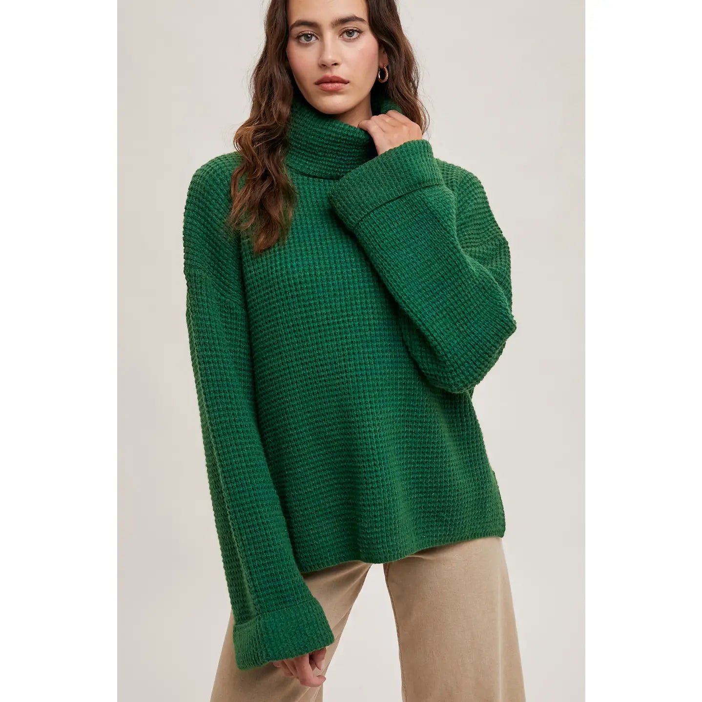 Jennifer Oversized Turtleneck Sweater Sleek Women's Metallic