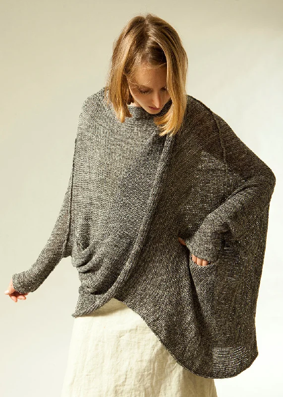 Oversized Gray knit sweater coat Edgy Women's Punk