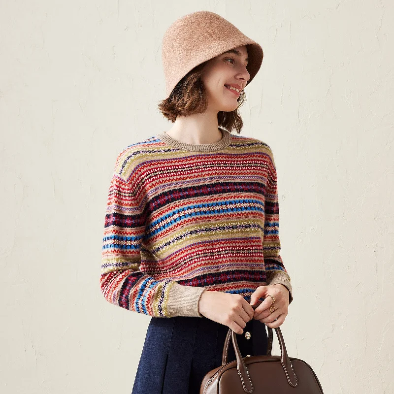 100% Cashmere Fair Isle Vintage Inspired Patterned Sweater Australian Beach