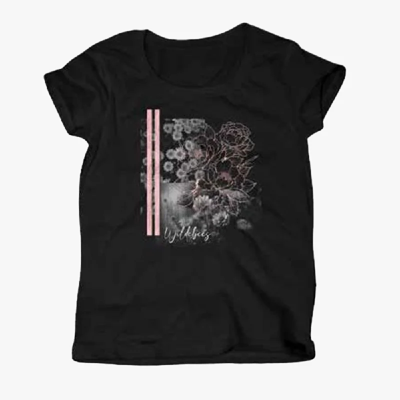 Wildebees Womens Peonies Tp Short Sleeve Tee Black Artistic Women's Avant - 