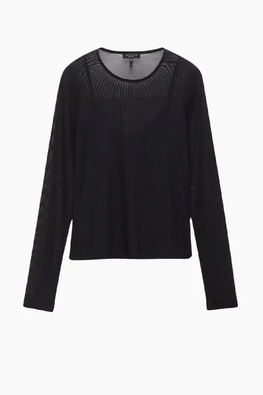 Rag & Bone Luca Mesh Layered T-Shirt - Black