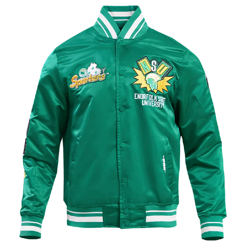 NORFOLK STATE UNIVERSITY HOMECOMING RIB MEN'S SATIN JACKET (KELLY GREEN)