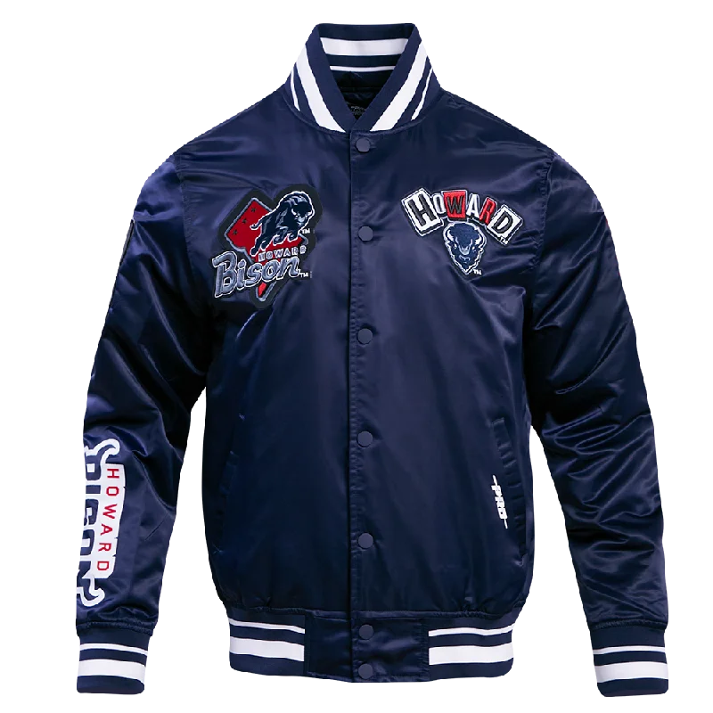 NCAA HOWARD UNIVERSITY HOMECOMING RIB MEN'S SATIN JACKET (MIDNIGHT NAVY)