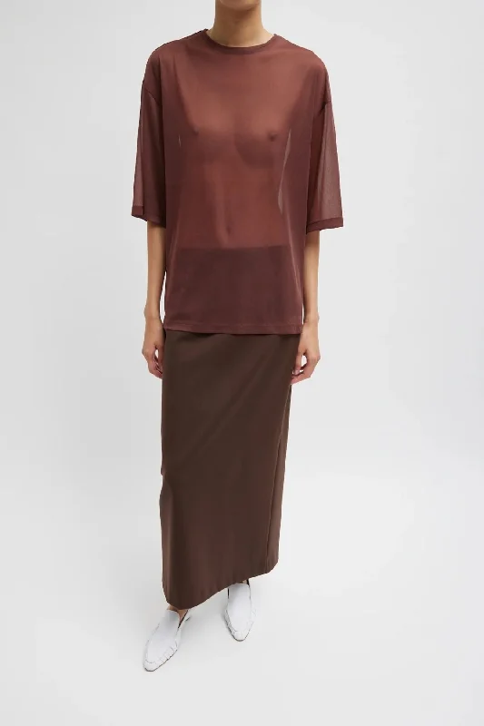 Tibi Sheer Gauze Easy T-Shirt - Cinnamon