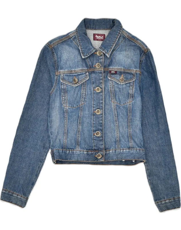 RIFLE Womens Denim Jacket UK 12 Medium Blue Cotton Vintage Women's 1970S 