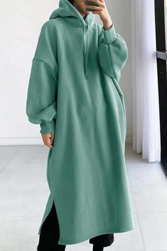 Drop Shoulder Hooded Sweatshirt Dress