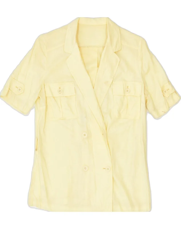 VINTAGE Womens Double Breasted Blazer Jacket EU 38/40 Medium Yellow Youthful Women's Pop VINTAGE Womens Double Breasted Blazer Jacket EU 38/40 Medium Yellow Youthful Women's Pop