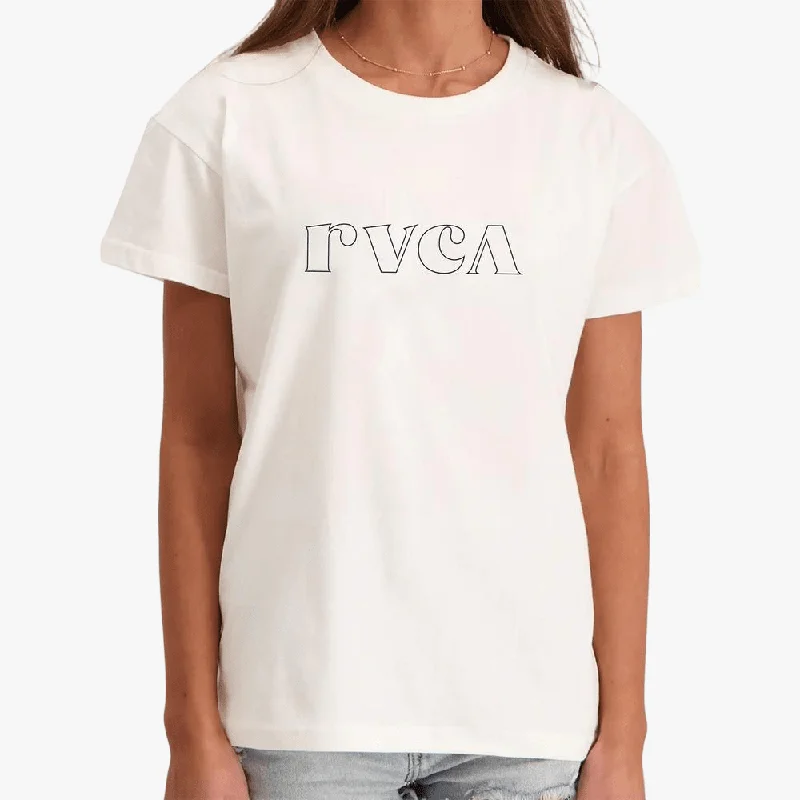 Rvca Womens Curl Keyline Short Sleeve Tee White Sleek Women's 
