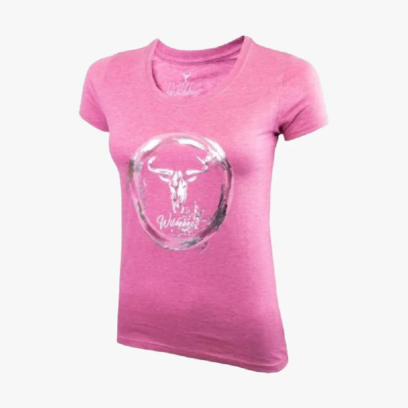 Wildebees Womens Splatter Circle Short Sleeve Tee Primrose Preppy Women's College