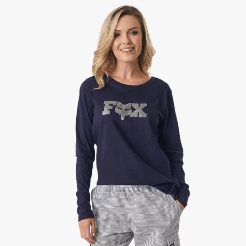 Fox Womens Heritage Dots Long Sleeve Tee Navy Relaxed Women's 
