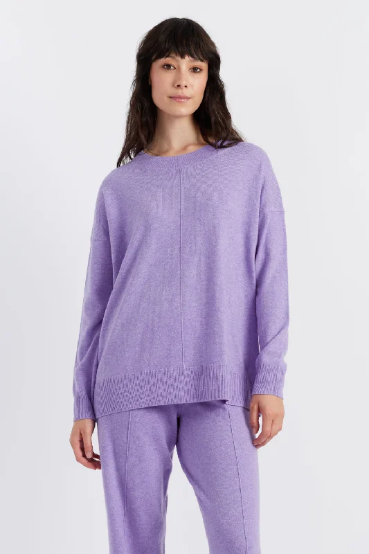 Lavender Wool-Cashmere Slouchy Sweater Casual Women's Japanese 