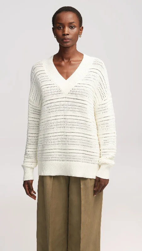 Summer V-Neck Sweater in Cotton | Ivory Australian Beach