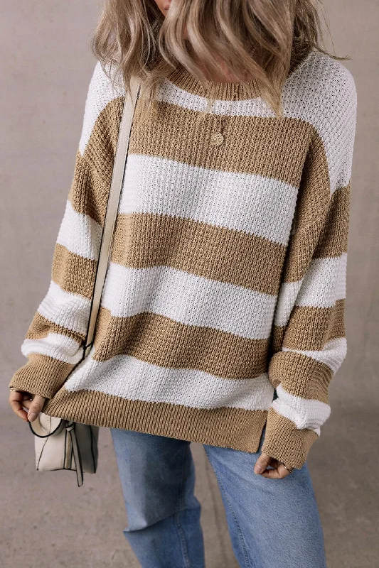 Color Block Round Neck Sweater Contemporary 