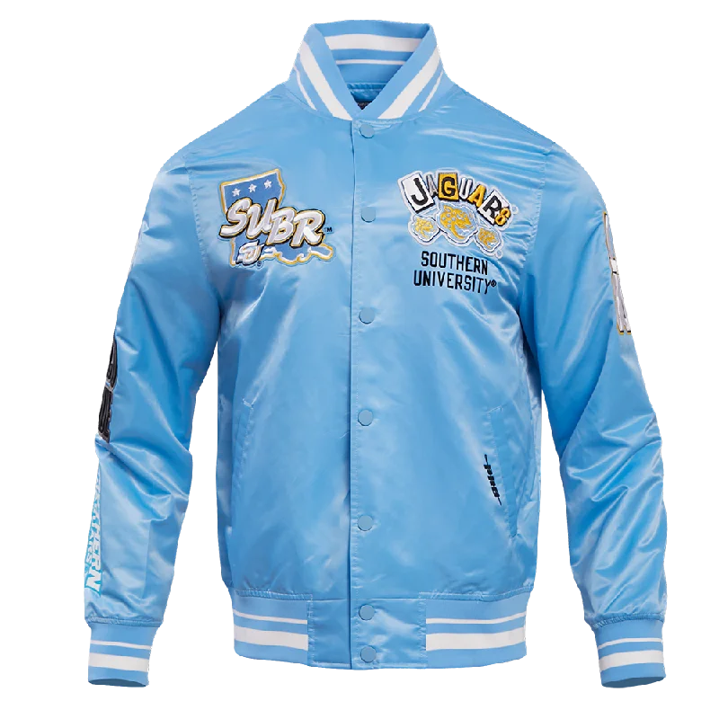 NCAA SOUTHERN UNIVERSITY HOMECOMING RIB MEN'S SATIN JACKET (UNIVERSITY BLUE)