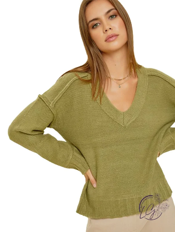 Casual Craze Raw Seam Sweater Traditional Women's 