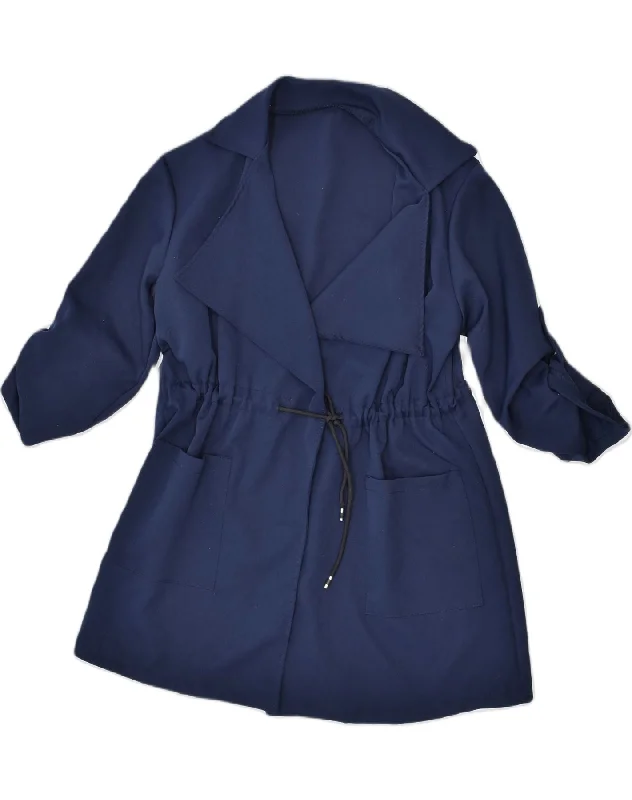 VINTAGE Womens Overcoat UK 14 Large Navy Blue Polyester Casual Women's Loose - fitting VINTAGE Womens Overcoat UK 14 Large Navy Blue Polyester Casual Women's Loose - fitting