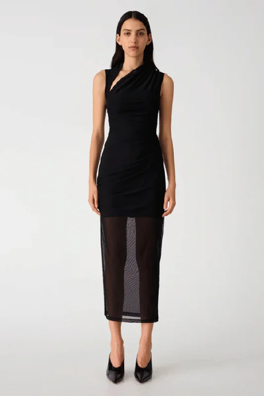 Tillie Midi Dress Black Cozy Women's Winter