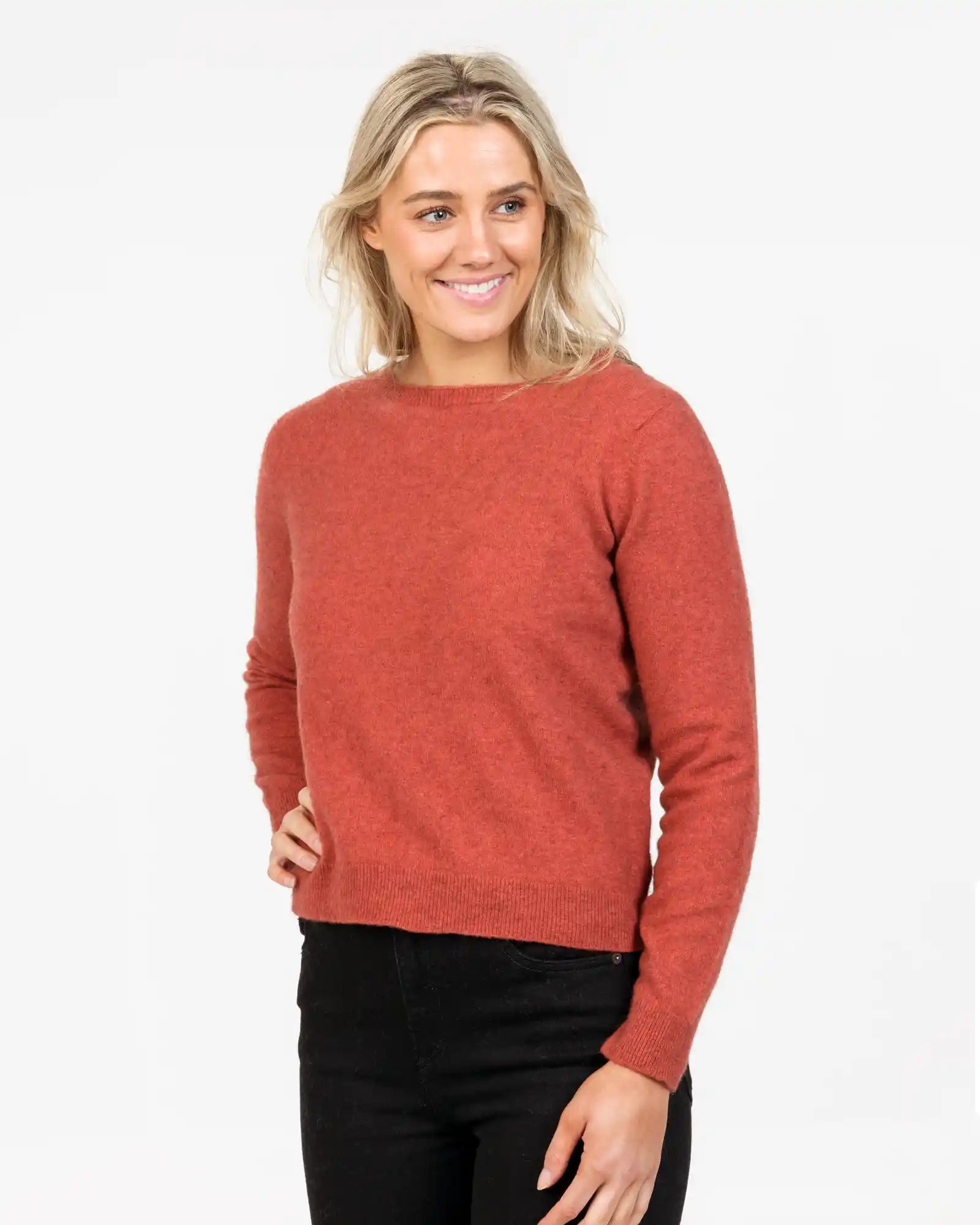 Rosewood Women's Cropped Crew Neck Sweater - NB870 Refined Women's Hand - crafted