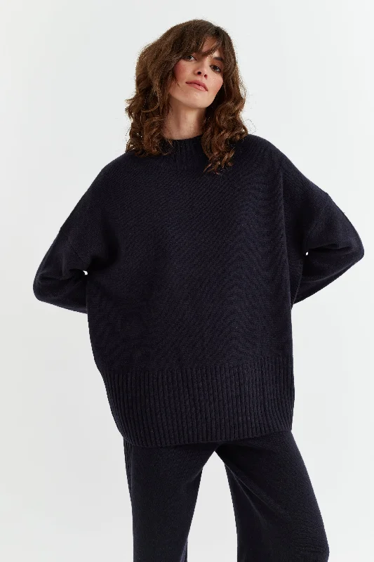 Navy Cashmere Comfort Sweater Dapper Women's 1920S