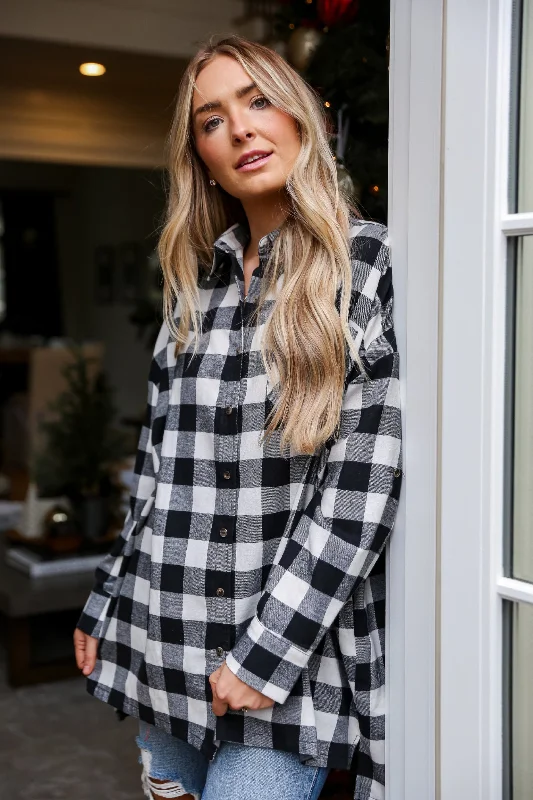 FINAL SALE - Kennedy Buffalo Check Plaid Oversized Flannel - DOORBUSTER Trendy Women's Oversized