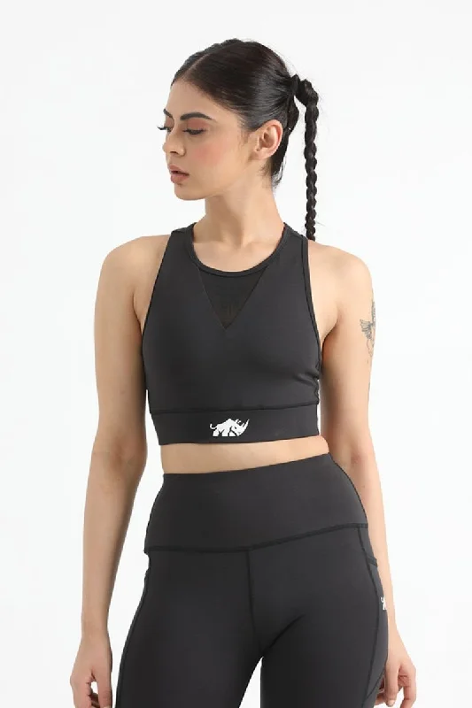 QUEEN MESH VELOCITY CROP TOP (BLACK)