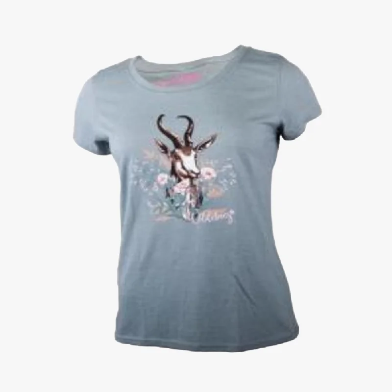 Wildebees Ladies Floral Springbok Short Sleeve Tee Duck Egg Mel Bohemian Women's Free Wildebees Ladies Floral Springbok Short Sleeve Tee Duck Egg Mel Bohemian Women's Free